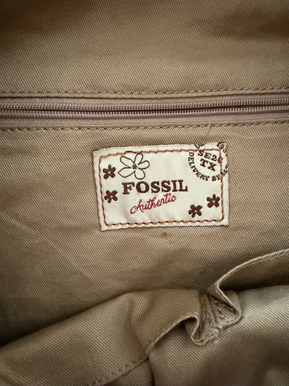 Vintage Fossil Pastel Striped Canvas Shoulder Bag Boho